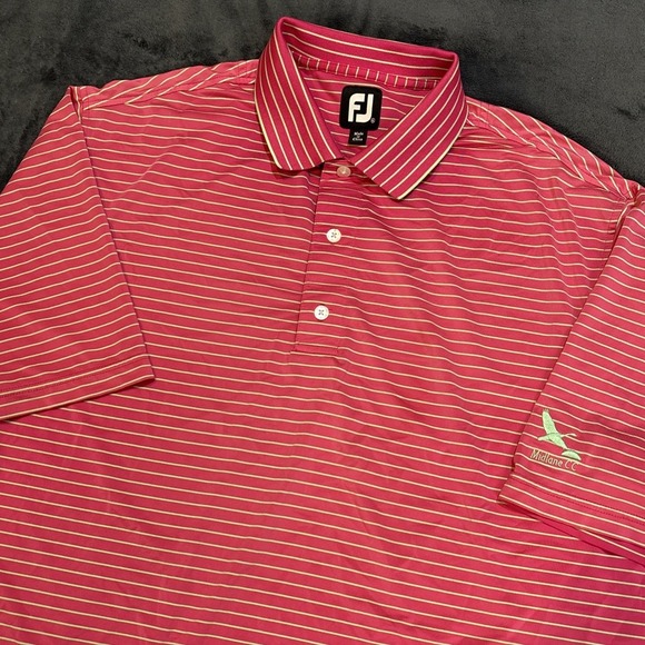 FootJoy Other - Footjoy Mens Polo Golf Shirt Size XL Pink Green Stripes Club Logo Performance
